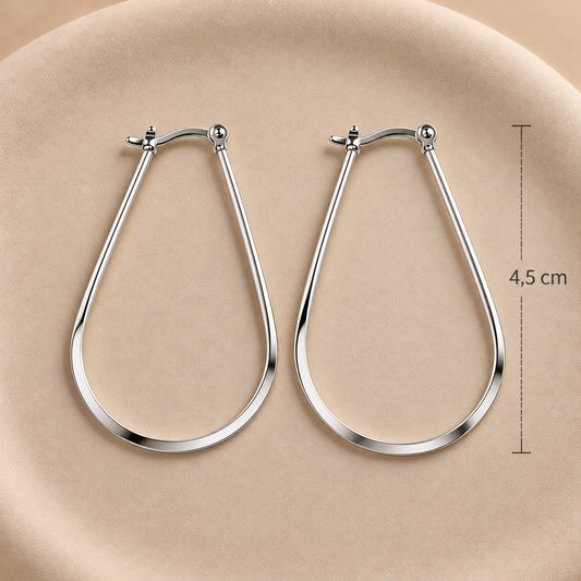 Argollas gota bañadas en plata 4,5 cm