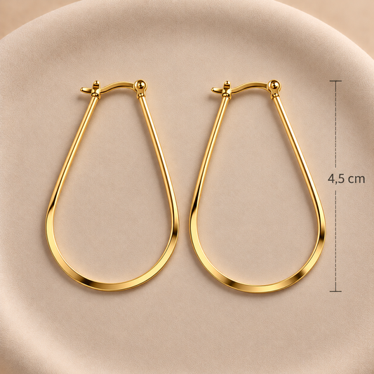 Argollas gota bañadas en oro 18k 4,5 cm