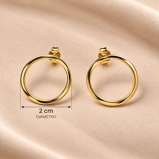 Aros círculo bañados en oro 18k 2 cm