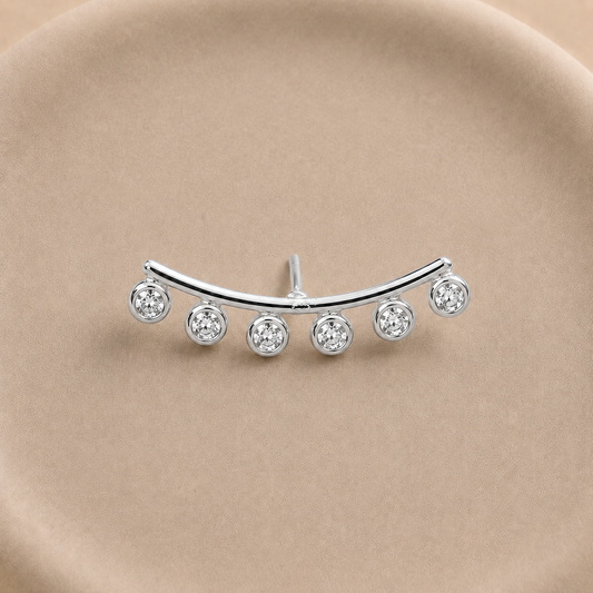 Aro Ear cuff trepador con circonitas bañado en plata 2,2 cm