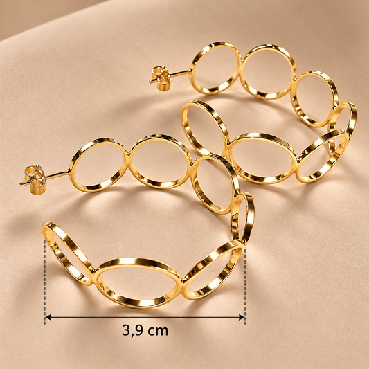Argollas Eslabones CIRCULOS BAÑO EN ORO