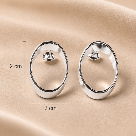 Aros óvalo bañados en plata 2 cm