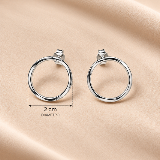 Aros círculo bañados en plata 2 cm