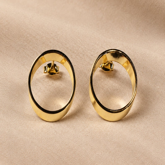 Aros óvalo bañados en oro 18k 2 cm
