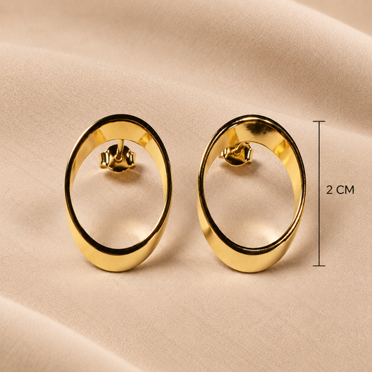 Aros óvalo bañados en oro 18k 2 cm