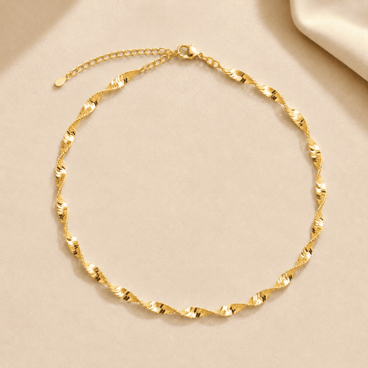 Collar Ondulado 4 mm Bañado en oro 47 cm