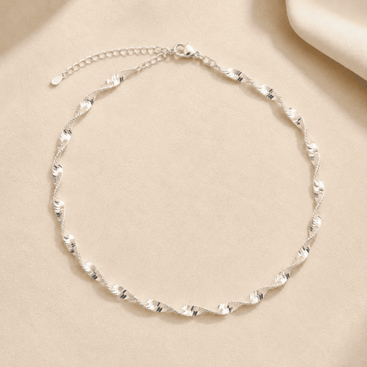 Collar Ondulado 4 mm Bañado en Plata 47 cm