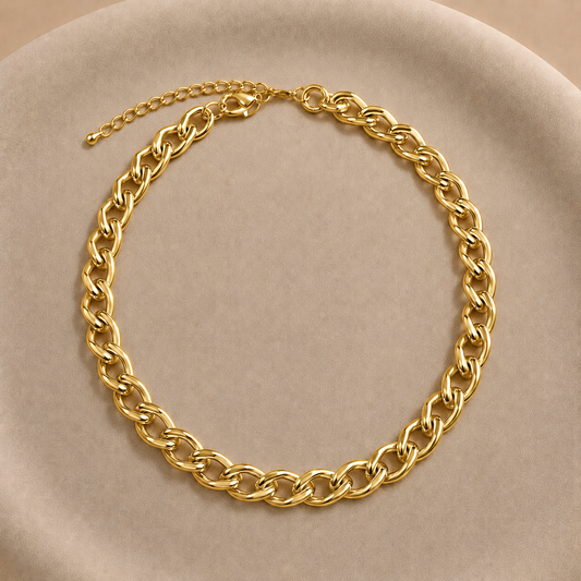 Collar cadena gruesa 12 mm bañado en oro 57 cm
