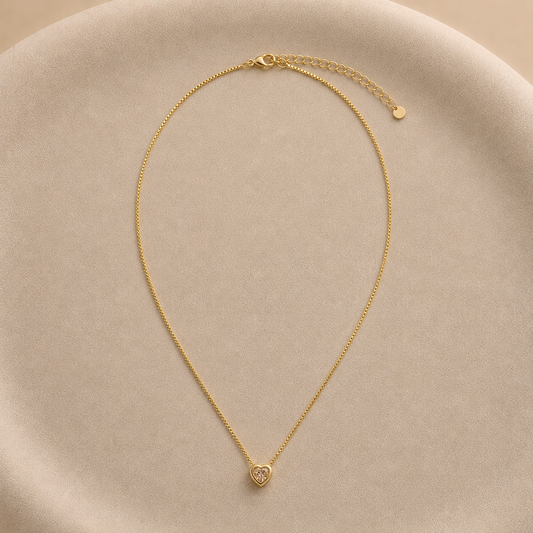 Collar veneciano con colgante de corazón de cristal de 6 mm oro