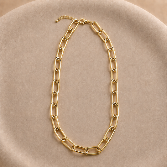 Collar de cadena gruesa 10 mm bañado en oro ajustable 50–56 cm
