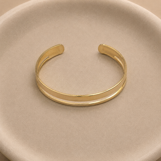 Pulsera rígida de chapa lisa bañada en oro 10 mm – Largo 14,5 cm