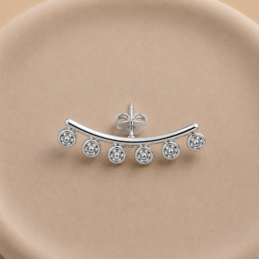 Aro Ear cuff trepador con circonitas bañado en plata 2,2 cm
