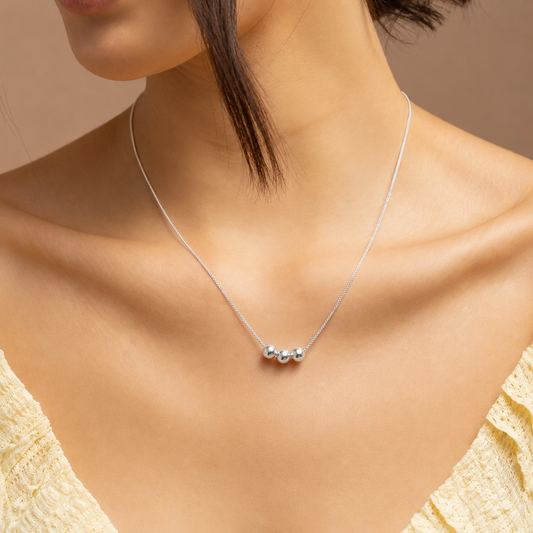 Collar Veneziana com Esferas 6mm plata