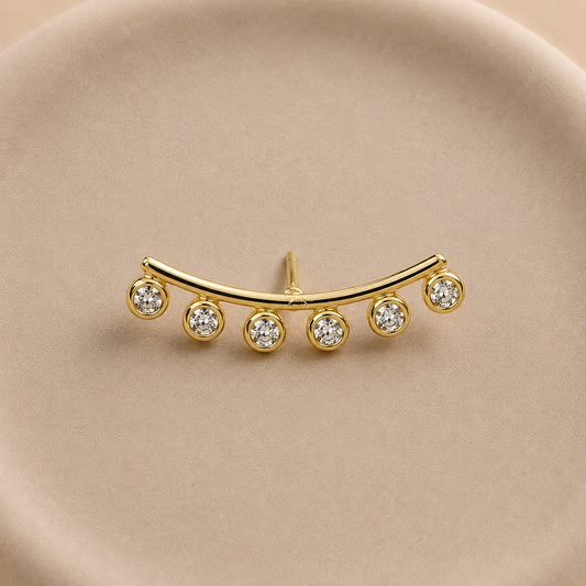 Aro Ear cuff trepador con circonitas bañado en oro 2,2 cm