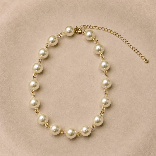 Collar de perlas 12 mm bañado en oro ajustable 40–51 cm