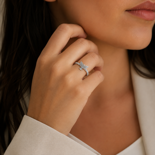 Anillo Paloma del Espíritu Santo Bañado en Plata