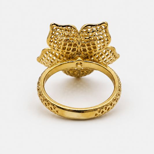 Anillo Flor tejido Bañado en Oro