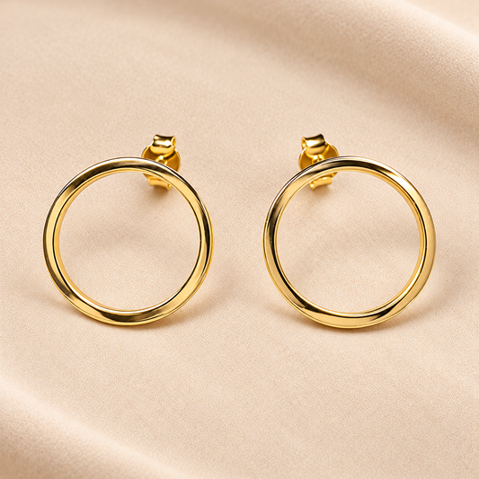 Aros círculo bañados en oro 18k 2 cm